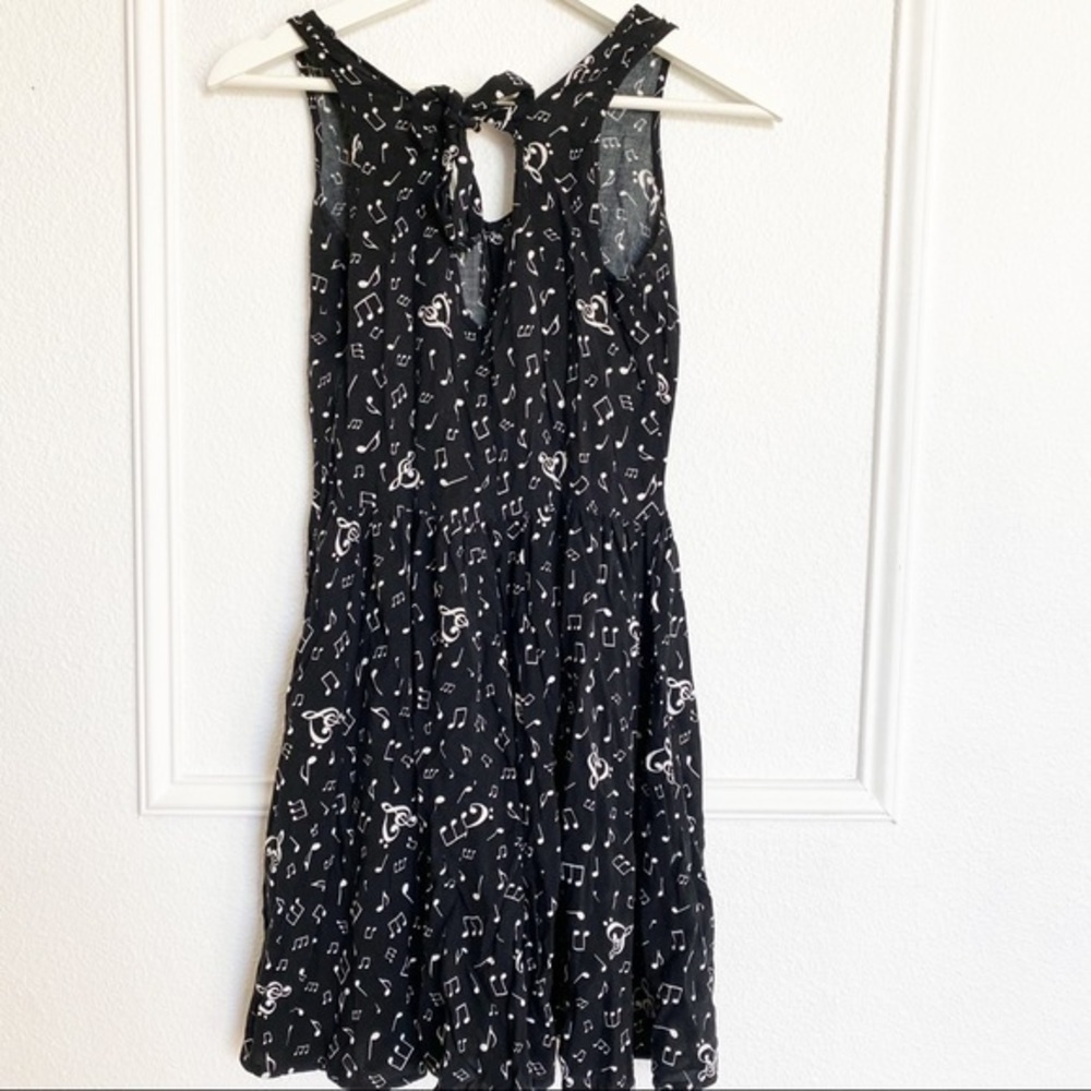 Musical print black mini skater dress - Picture 4 of 5